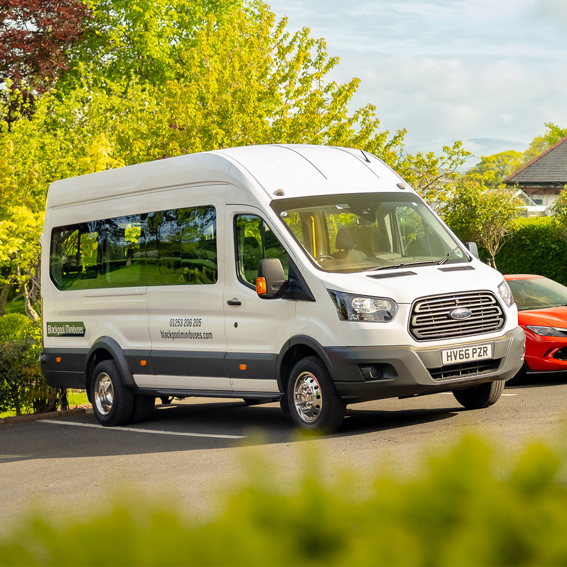 Blackpool Minibuses 16 seater vehicle, ready to transport groups anywhere in the UK. The very best in Minibus travel.